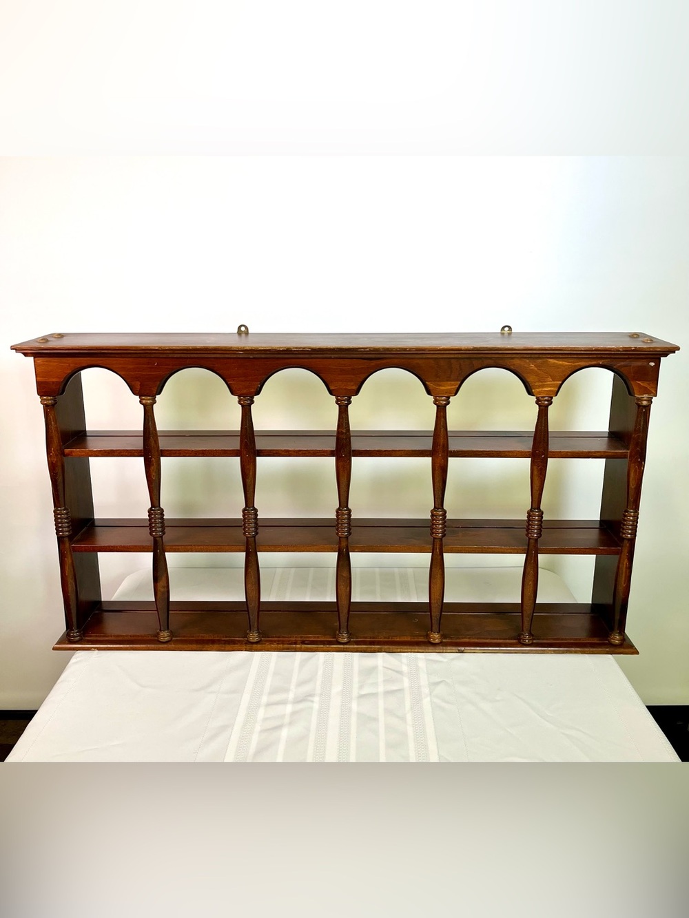 Vintage Colonial Revival Wooden Wall Shelf Spindle Knick Knack Rack Cottagecore